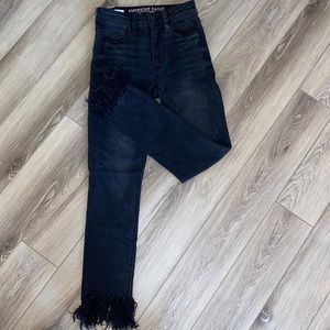 American Eagle Next Level Fringe Crop Jeans